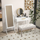 Consolle Trucco con Specchio e 2 Cassetti 80x40x123 cm in Legno Bianco 
