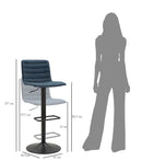 Sgabello Bar High Navy 43x49,5x85,5 cm in Ferro e Compensato e Spugna e Poliestere Nero e Blu      