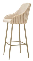 Sgabello Bar Alaska A Crema Set 2 Pz 52x46x111 cm in Compensato e Spugna e Ferro e Poliestere Crema      