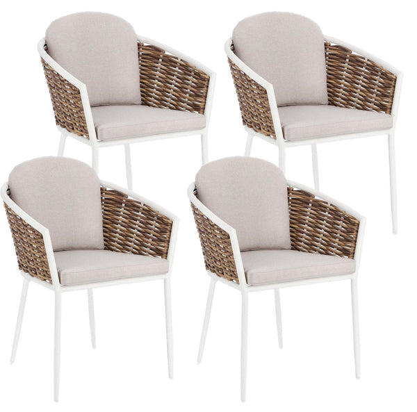 Set 4 Sedie 63x63x79,5h cm con Braccioli e Cuscini Maribela Bianco sconto