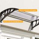 Pensilina da Esterni Impermeabile e Anti-UV 75x100x23 cm in PC PP e Alluminio Trasparente e Nero      