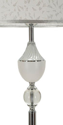 Lampada da Terra Kody Ø40x158 cm in Ferro e Tessuto Argento e Bianco      
