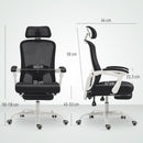 Sedia da Ufficio 66x64x110-118A cm Reclinabile 135° con Poggiapiedi Supporto Lombare Poggiatesta in Rete Nero      
