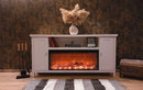 Camino Elettrico da Pavimento 75x150x30 cm Effetto Fiamma 1500W Mozart & Tasmania Bianco