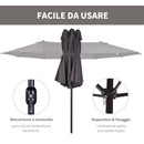 Ombrellone da Giardino Doppio Tetto 4,6x2,7 m  Roland Grigio