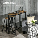 Set 2 Sgabelli Bar e Tavolo Alto in MDF e Acciaio Marrone Rustico e Nero