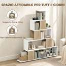 Libreria Moderna 120x22x131,5 cm a 5 Ripiani con Design a Gradini Bianco e Legno      