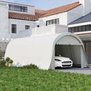 Tenda Garage Auto da Esterno 360x720x270 cm Telaio in Metallo Zincato Copertura in PE UV50+ Crema      