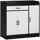 Mobiletto da Cucina 90x40x90 cm 2 Armadietti 1 Cassetto Bianco e Nero