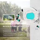 Avvolgitubo da Giardino Retrattile con Tubo dell'Acqua 25+2 m e 7 Getti per Irrigazione Verde e Grigio Chiaro      