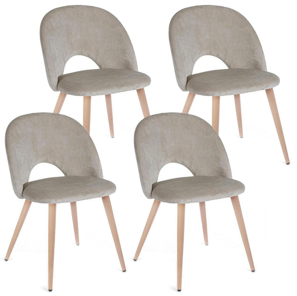 Set 4 Sedie 53x60x82 cm in Poliestere Effetto Velluto Tortora sconto
