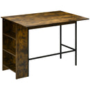 Bancone Bar Pieghevole con Scaffale a 3 Ripiani 120x76x91,4 cm Stile Industriale Marrone e Nero