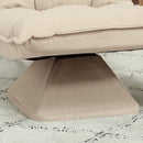 Poltrona Relax Girevole 360° con Schienale Regolabile in 5 Posizioni in Tessuto Effetto Lino Beige      