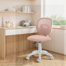 Sedia da Ufficio Ergonomica Girevole 53x59,5x81-89 cm Senza Braccioli in Tessuto a Rete Traspirante Rosa      