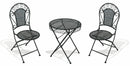 Set da Giardino Pieghevole in Ferro con Tavolo e 2 Sedie Soriani Loire Breakfast Nero