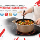 Set 3 Casseruole Milena con Coperchi e Mestoli Piano Cottura Universale Tortora     