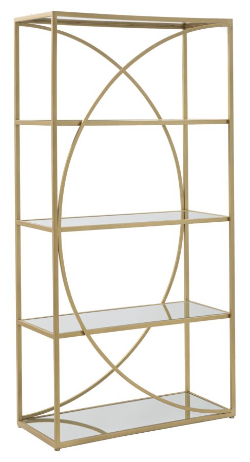 prezzo Libreria Glamy 90x38x180 cm in Ferro MDF e Specchio Oro