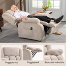 Poltrona Alzapersona Massaggiante e Reclinabile 93x104x105 cm con Telecomando in Tessuto Effetto Velluto Beige  