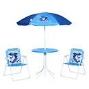 Set Tavolino e 2 Sedie Pieghevoli da Giardino per Bambini con Ombrello Blu