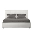 Letto Matrimoniale con Alzata Comoda Imbottito in Similpelle Mika Bianco Varie Misure
