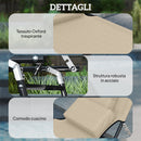 Lettino Prendisole Pieghevole con Foro per il Viso Imbottito e Schienale Reclinabile in Poliestere Beige      