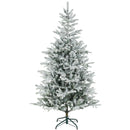 Albero di Natale Innevato Alto 180 cm con 1207 Rami Realistici e Base in Metallo Pieghevole Verde e Bianco      