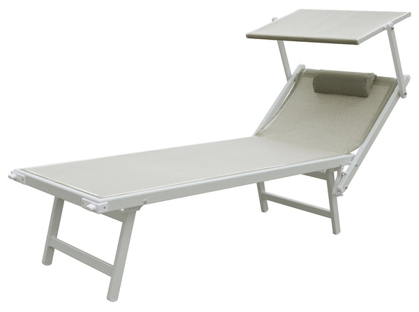 prezzo Lettino Prendisole da Giardino 185x61x39,5 cm Telaio in Alluminio Bianco e Textilene Grigio