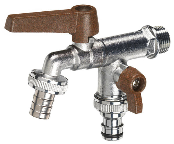acquista Rubinetto a Sfera Doppio per Fontana da Giardino con Leve Colorate Belfer RUB/027 Ruggine