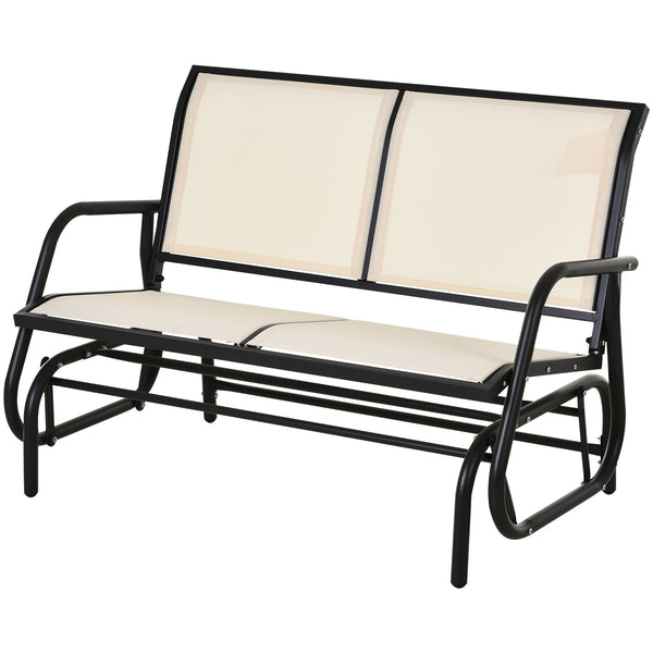 online Dondolo d Giardino 2 Posti in Metallo e Tessuto Traspirante Beige