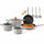 Set 11 Pezzi Batteria di Pentole Serena con 3 Mestoli in Alluminio Pressofuso Grigio