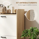 Scarpiera Slim 83x24x90,5 cm con 2 Cassetti Ribaltabili e 3 Vani Aperti Capacità 15 Scarpe Color Legno e Bianco      