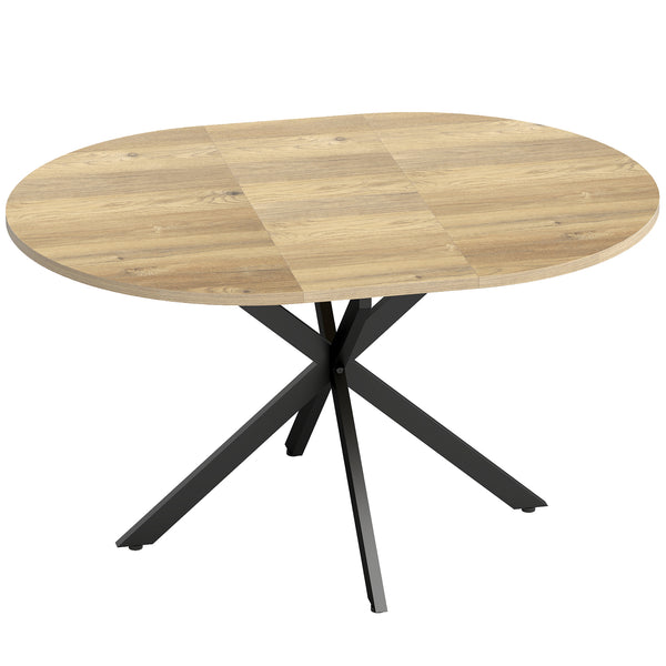 acquista Tavolo da Pranzo Industriale per 4-6 Persone 135x100x75 cm con Ribalta Rotonda in Legno e Acciaio