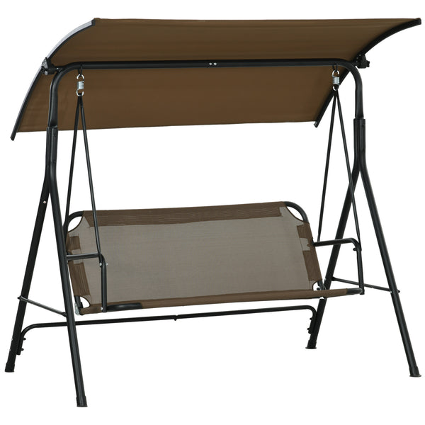 prezzo Dondolo da Giardino 3 Posti 172x110x153 cm con Copertura Regolabile in Acciaio e Poliestere Marrone e Grigio