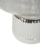 Lampada da Tavolo Lucina Ø20x29 cm in Ceramica e Ferro e Tessuto Bianco e Argento      