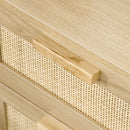 Comodino 2 Cassetti 40x40x56 cm in Legno e Rattan Naturale