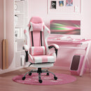 Sedia Gaming Ergonomica Reclinabile con Poggiatesta, Cuscino Lombare, Altezza Regolabile, Rosa e Bianco      