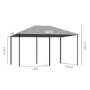 Gazebo 3x4 m con 6 Pareti Rimovibili 8 Fori di Drenaggio e 12 Picchetti in Acciaio e Poliestere Grigio e Nero      