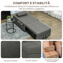 Poltrona Letto Clic Clac 4 in 1 Convertibile in Chaise Longue e Poggiapiedi Grigio  