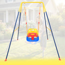 Altalena 3in1 per Bambini Esterni e Interni con Seggiolino e Cinture Resistente Giallo e Blu      