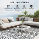 Tappeto da Esterno Reversibile 182x274 cm con Motivo Geometrico e Borsa Inclusa Grigio e Bianco   