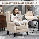 Poltrona per Salotto in Stile Francese 74x86x102 cm con Seduta Imbottita e Cuscini in Poliestere Beige      