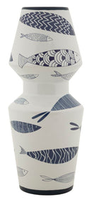 Vaso Ceramica Fish Double Ø14x34 cm in Ceramica Multicolor      