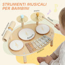 Set di Strumenti Musicali per Bambini 2+ Anni Batteria e Xilofono Colore Legno      