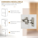 Credenza Cucina Alta con 2 Armadietti e un Cassetto Centrale 70,8x34x180 cm in MDF Bianco      