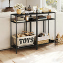 Tavolo Consolle 55x30x85 cm con Ripiani Aperti a 3 Livelli in Acciaio Nero      