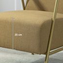Poltrona Moderna per Soggiorno e Camera da Letto 62x81x92 cm in Tessuto Effetto Lino Marrone e Oro