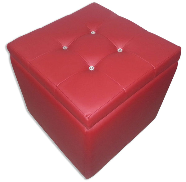 prezzo Cubo Pouf Contenitore in Similpelle e Cristalli Renier Bordeaux