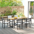 Tavolo da Giardino Rettangolare a 6 Posti 175x80x75 cm con Foro per Ombrellone in Legno e Acciaio   