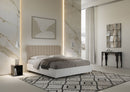 Letto Matrimoniale con Rete e Contenitore Alzata Comoda Struttura Bianco Frassico e Testata in Similpelle Kaia Tortora Varie Misure