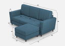 Divano 3 Posti con Pouf 212x155x85 cm Yasel in Tessuto Avio